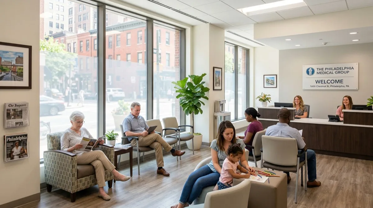 Philadelphia medical office with one-way mirror privacy window film — natural light maintained, patient confidentiality protected