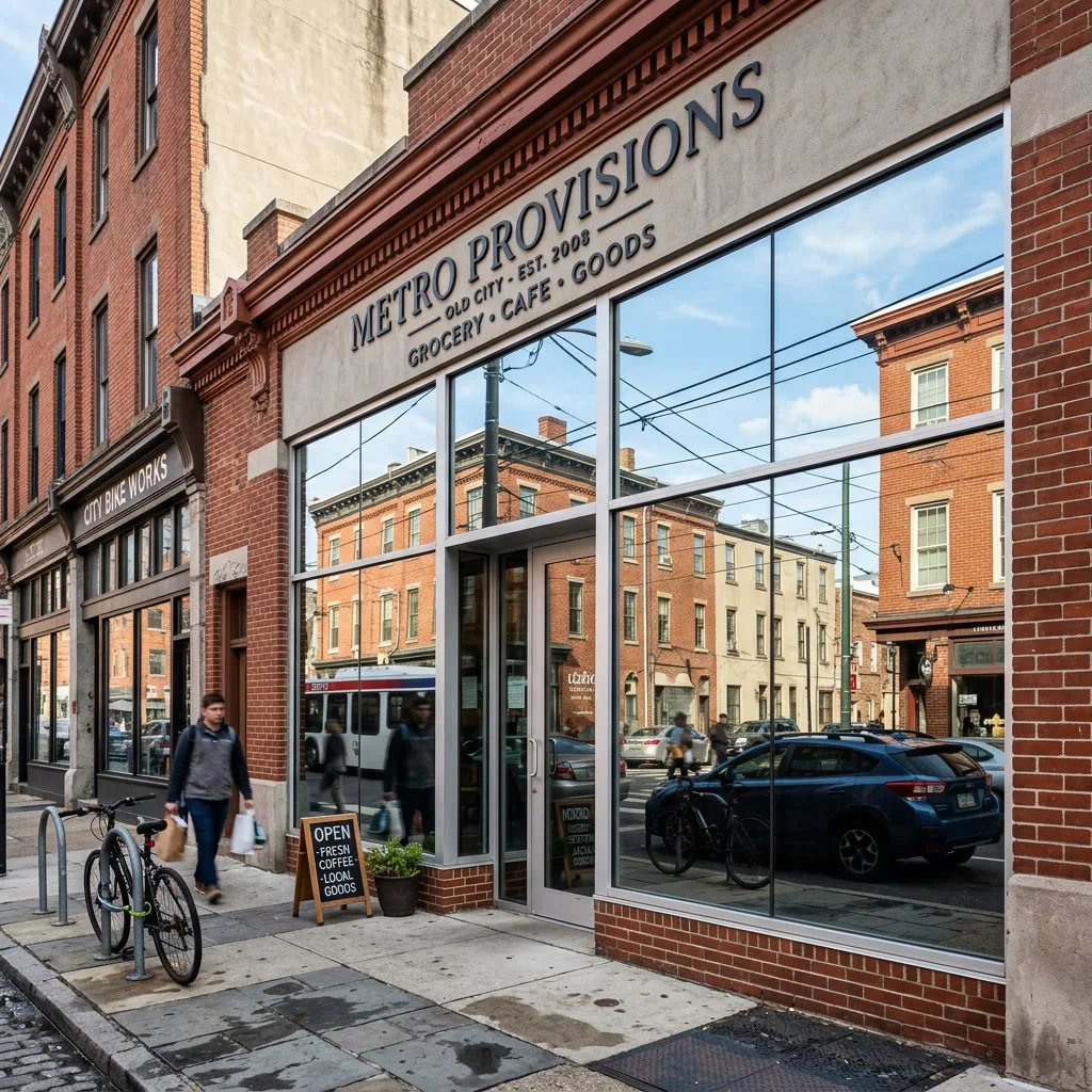 One-way mirror privacy window film on a Philadelphia retail storefront