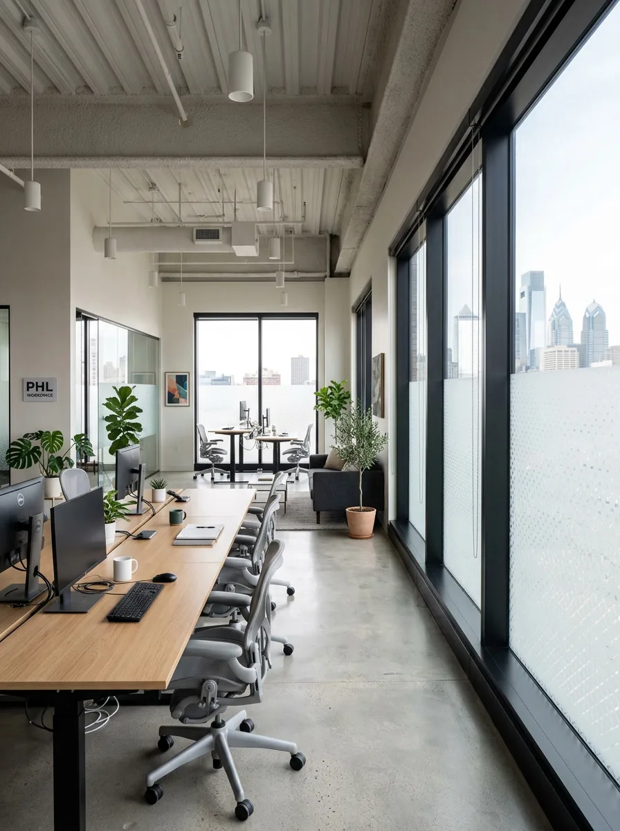 Philadelphia office with privacy window film maintaining full natural light
