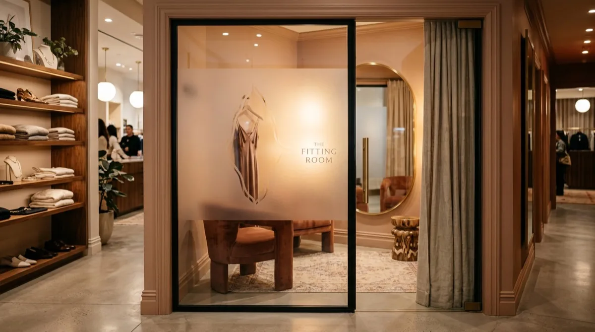Fitting room privacy film in Philadelphia clothing store