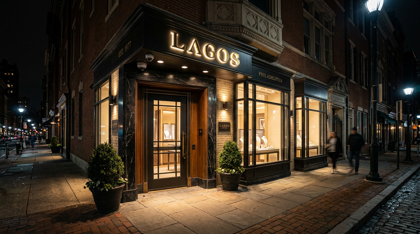 Security window film protecting Philadelphia retail jewelry store from smash-and-grab