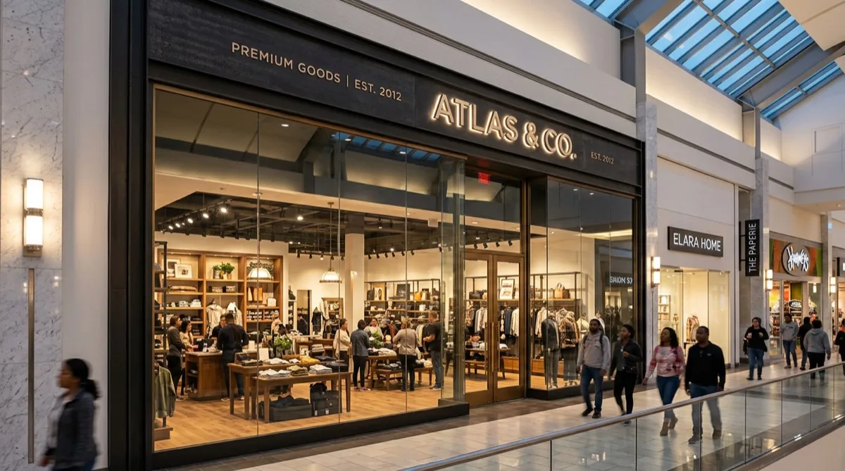 Modern mall storefront with large glass facade and decorative window film Philadelphia area