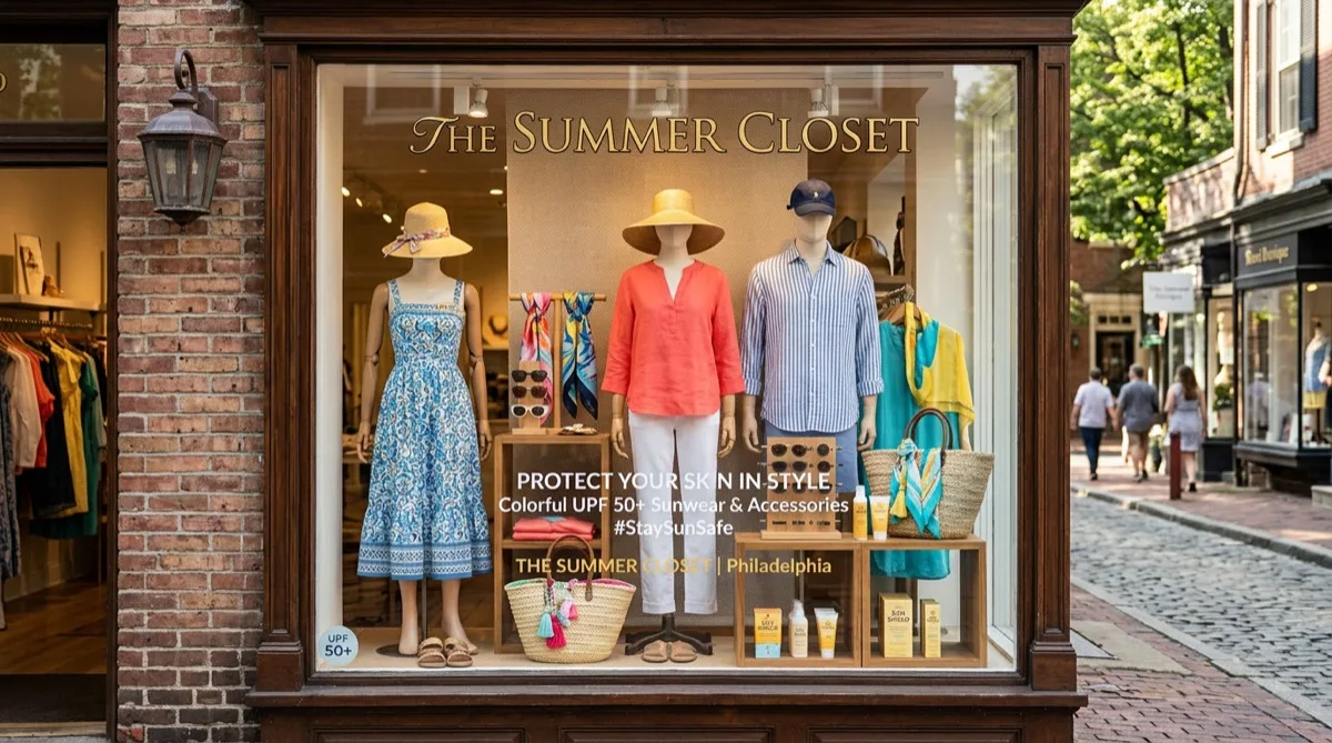 UV protection window film on Philadelphia retail store display windows
