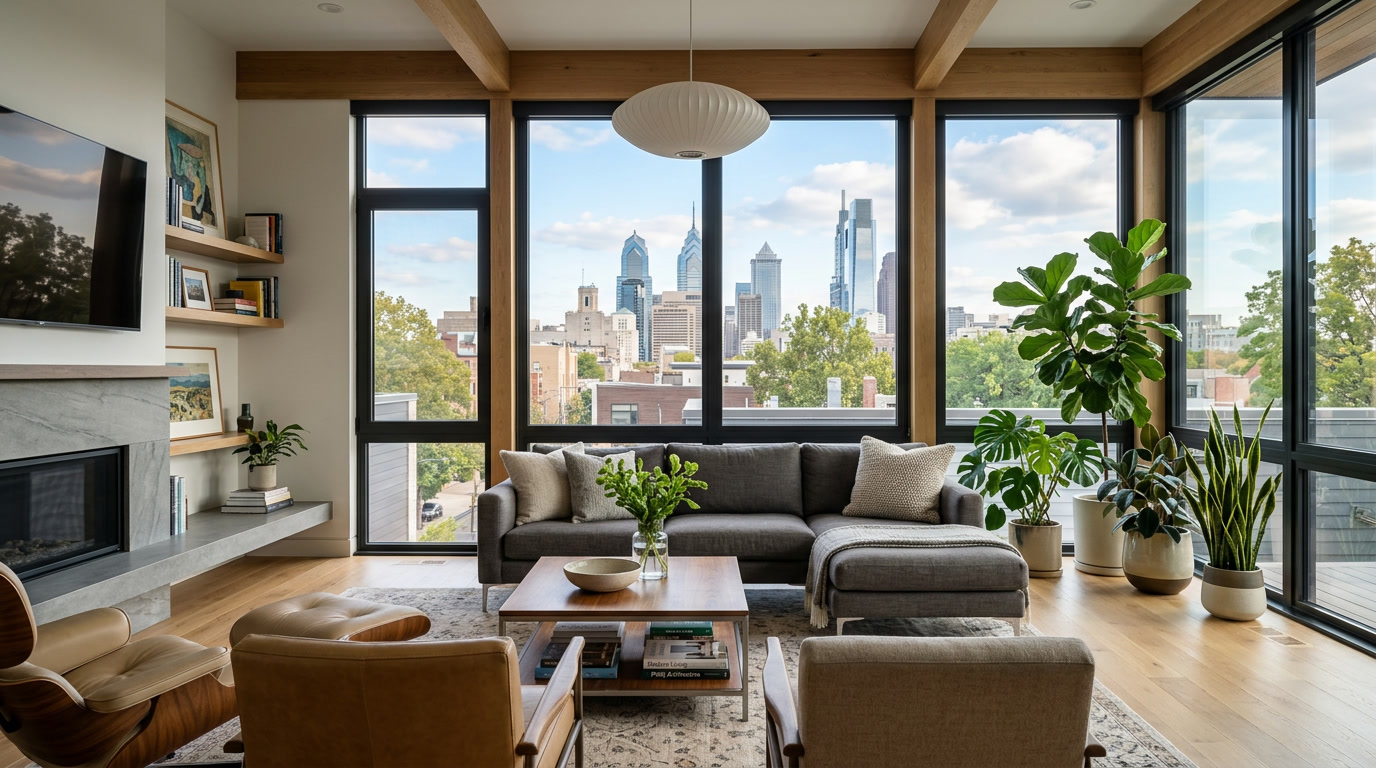 Philadelphia home interior with residential window film installed