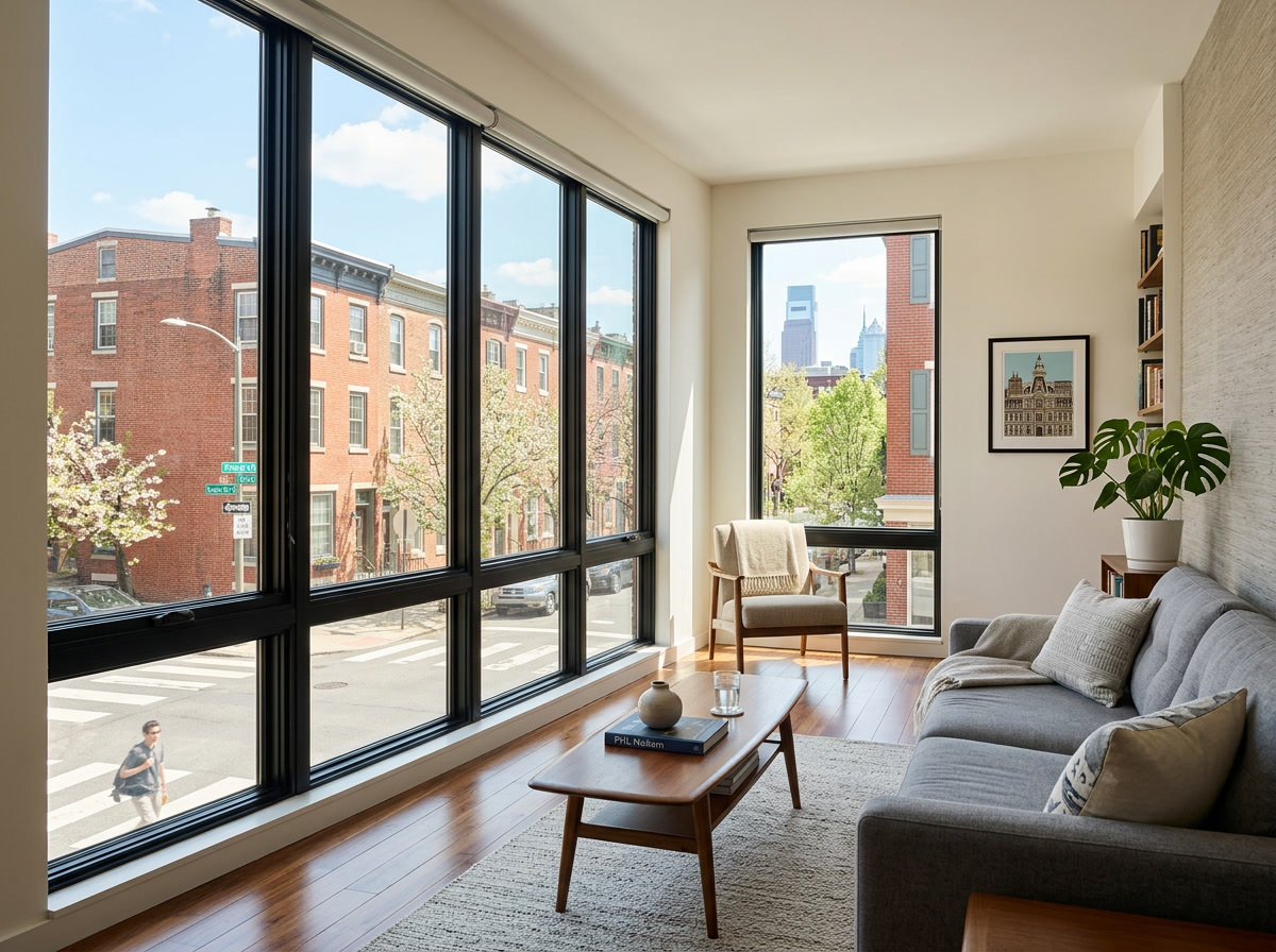 Solar control window film in a Philadelphia residential interior