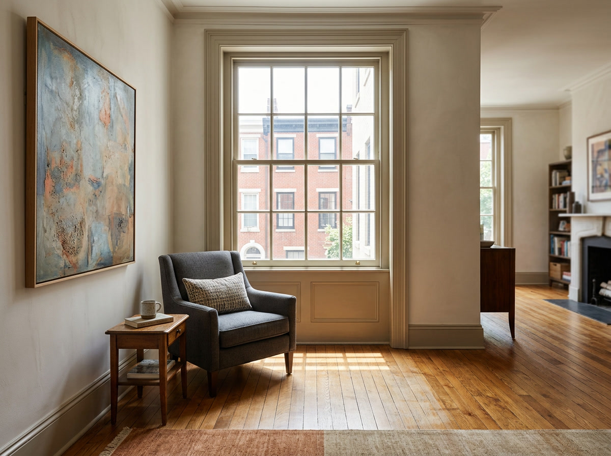 UV protection window film protecting hardwood floors in a Philadelphia home