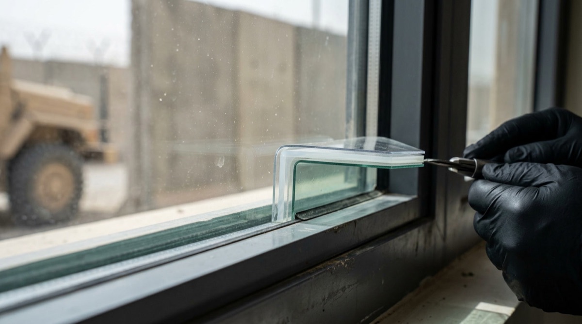 Multi-layer ballistic-resistant window film system installed on military facility glass for Philadelphia high-security facility