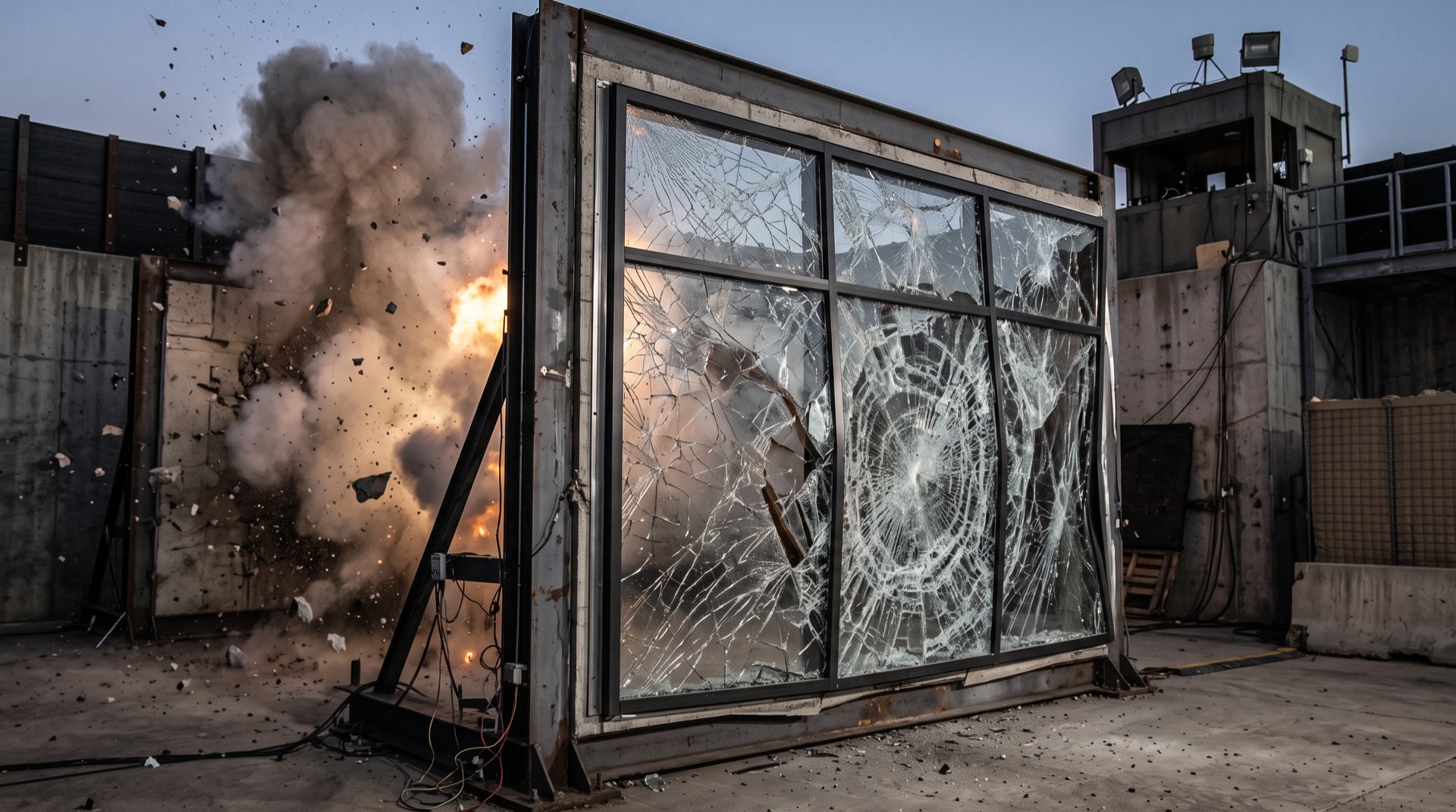 Blast mitigation security window film test on commercial glass wall for Philadelphia government building