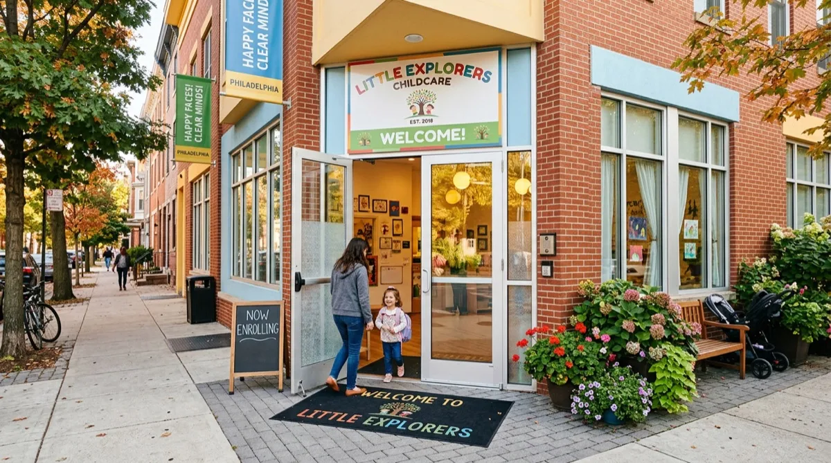 Daycare entrance glass — North Philadelphia