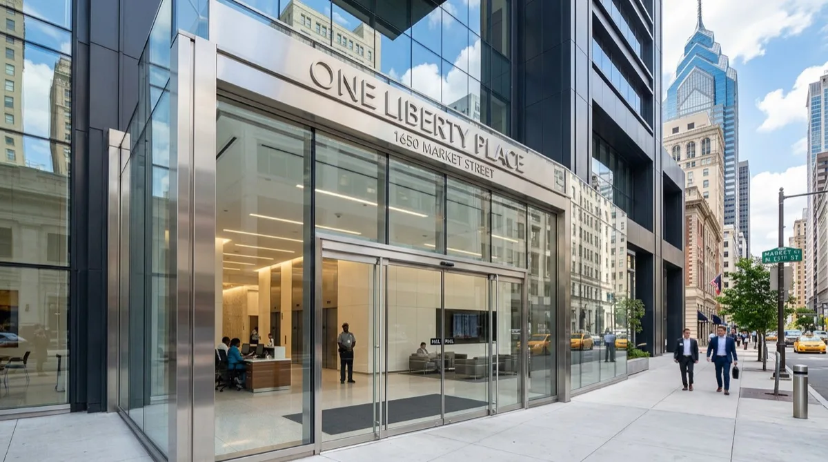 Clear safety film on Philadelphia commercial glass Clear safety film on Philadelphia commercial glass