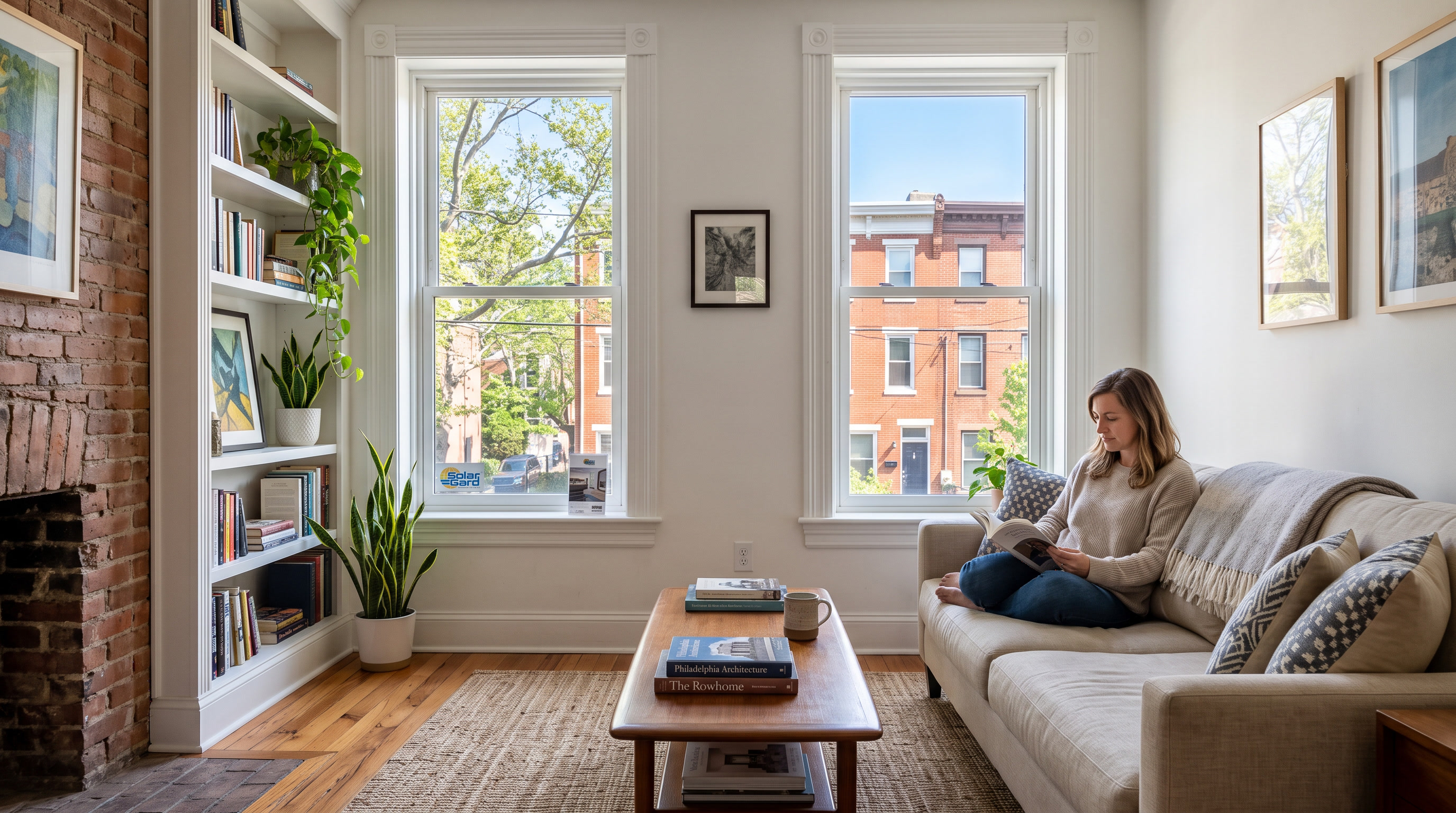 Philadelphia rowhome living room with Solar Gard residential window film