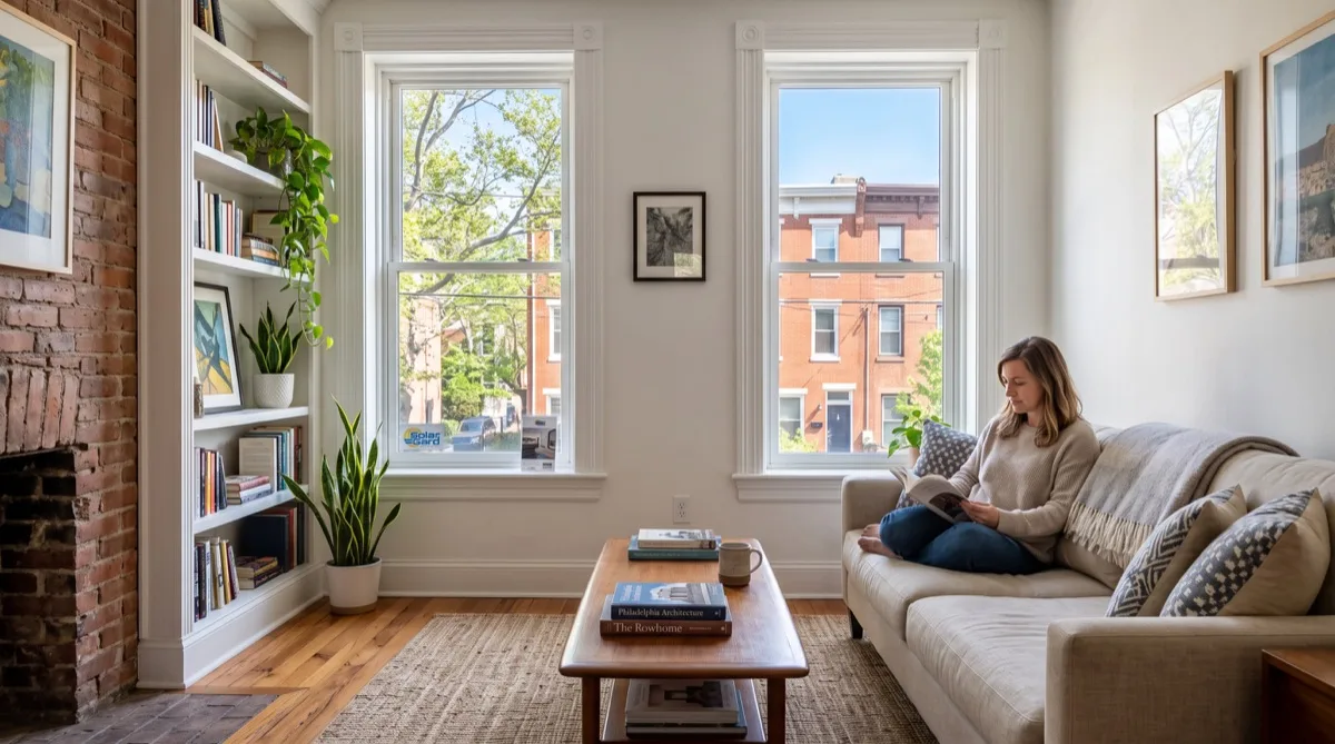 Philadelphia rowhome living room with Solar Gard residential window film