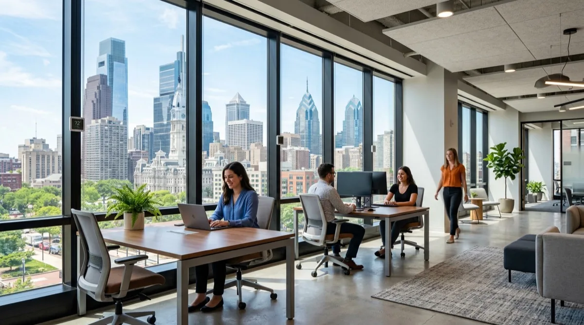 Solar heat rejection window film in Philadelphia commercial office building