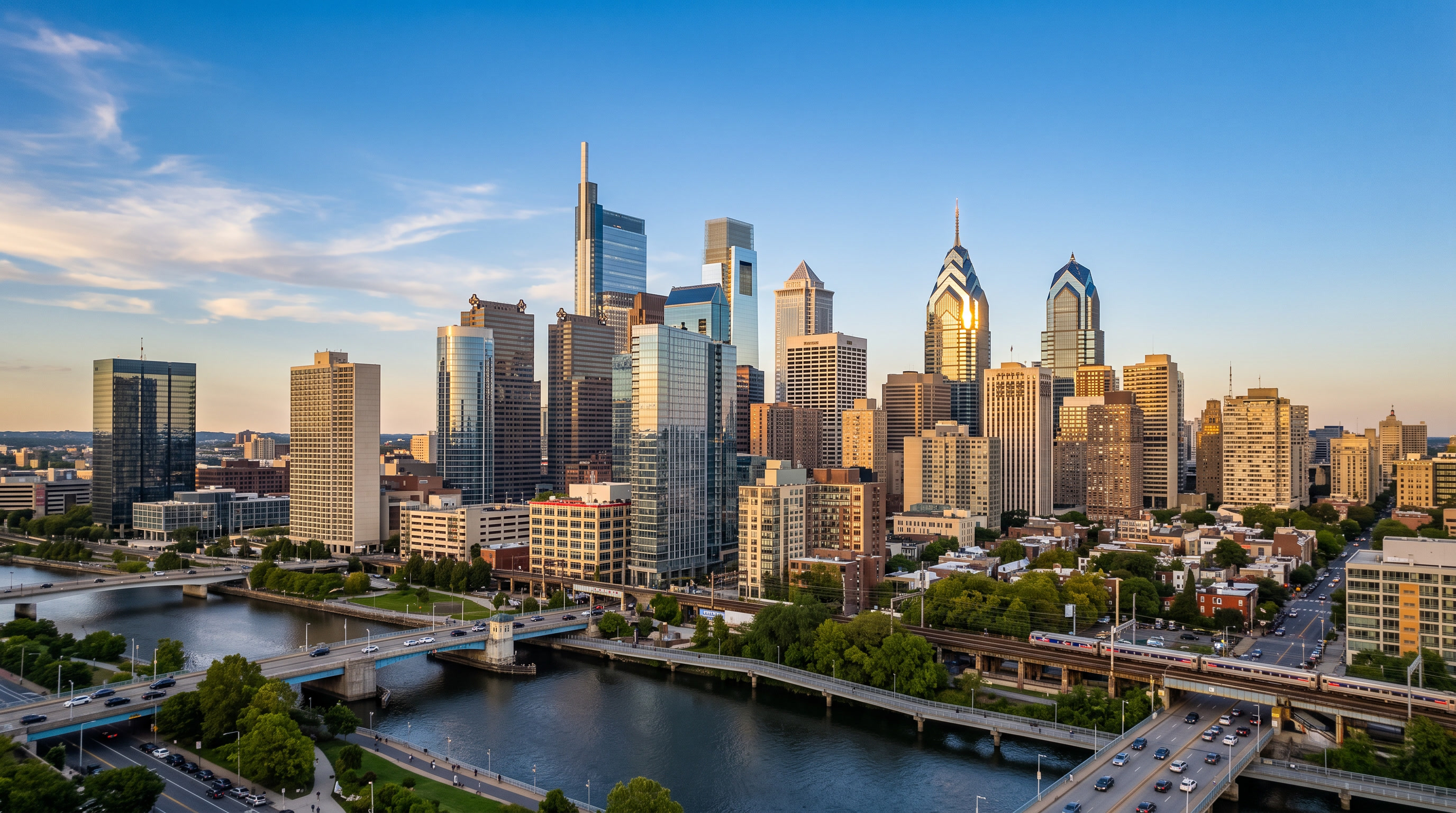 Philadelphia Center City office building with V-Kool VK70 spectrally selective solar film, glass curtain wall