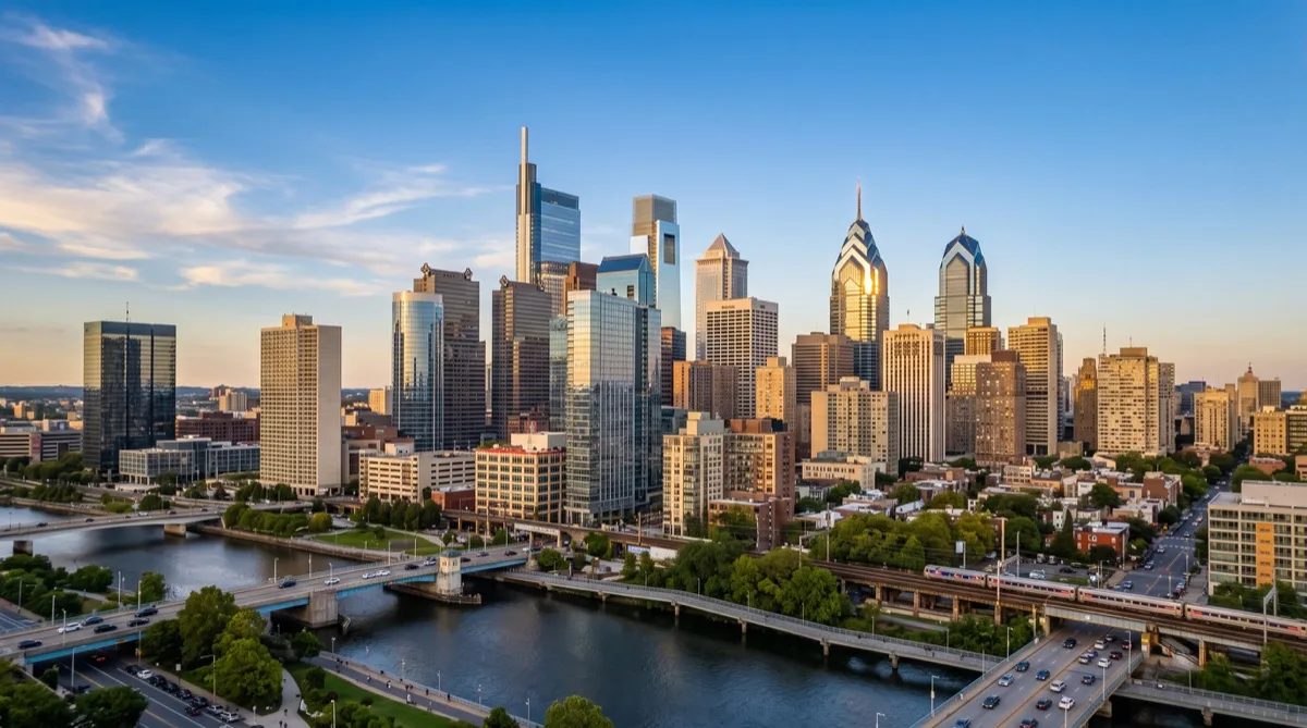 Philadelphia Center City office building with V-Kool VK70 spectrally selective solar film, glass curtain wall