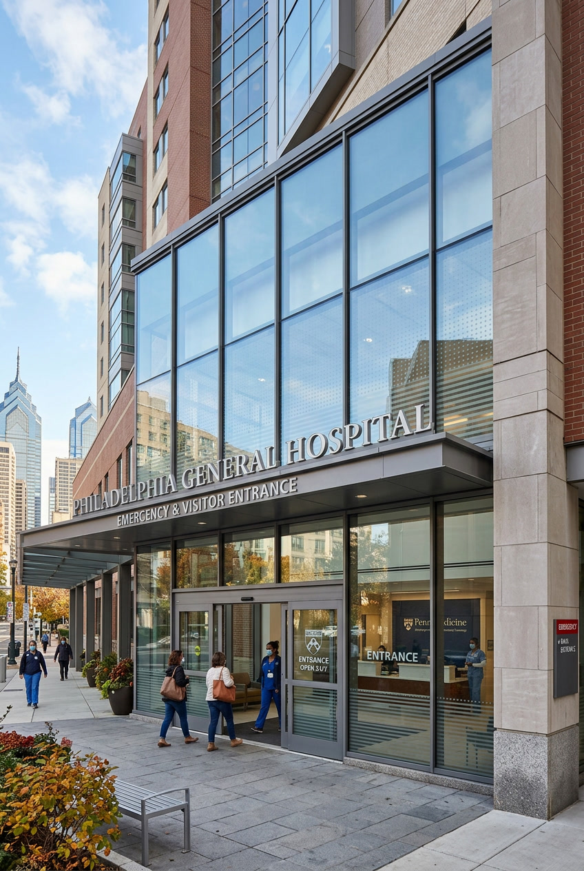 Vista SpectraSelect Safety window film on Philadelphia healthcare glass
