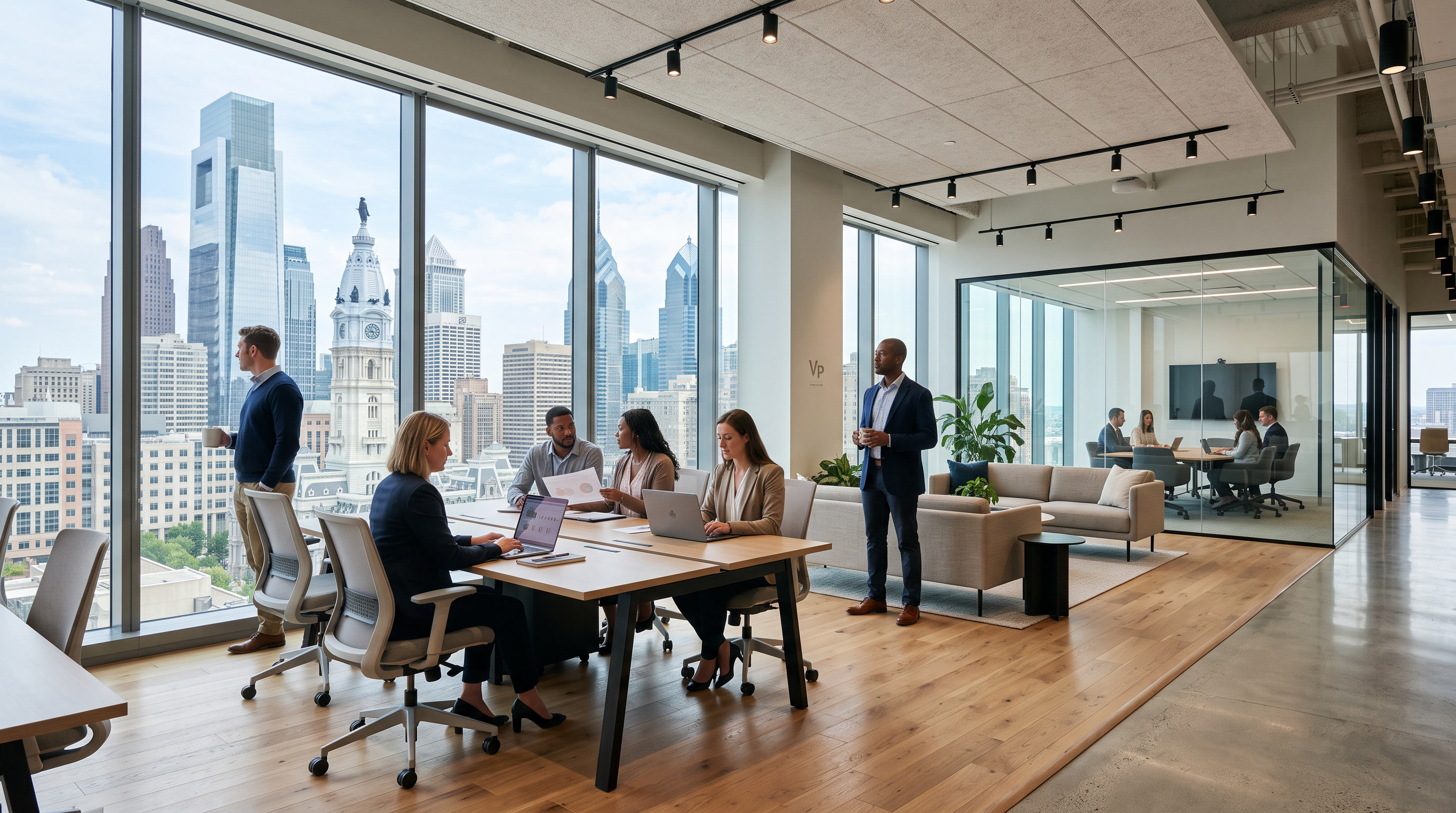 Philadelphia commercial office with Vista SpectraSelect film on floor-to-ceiling glass