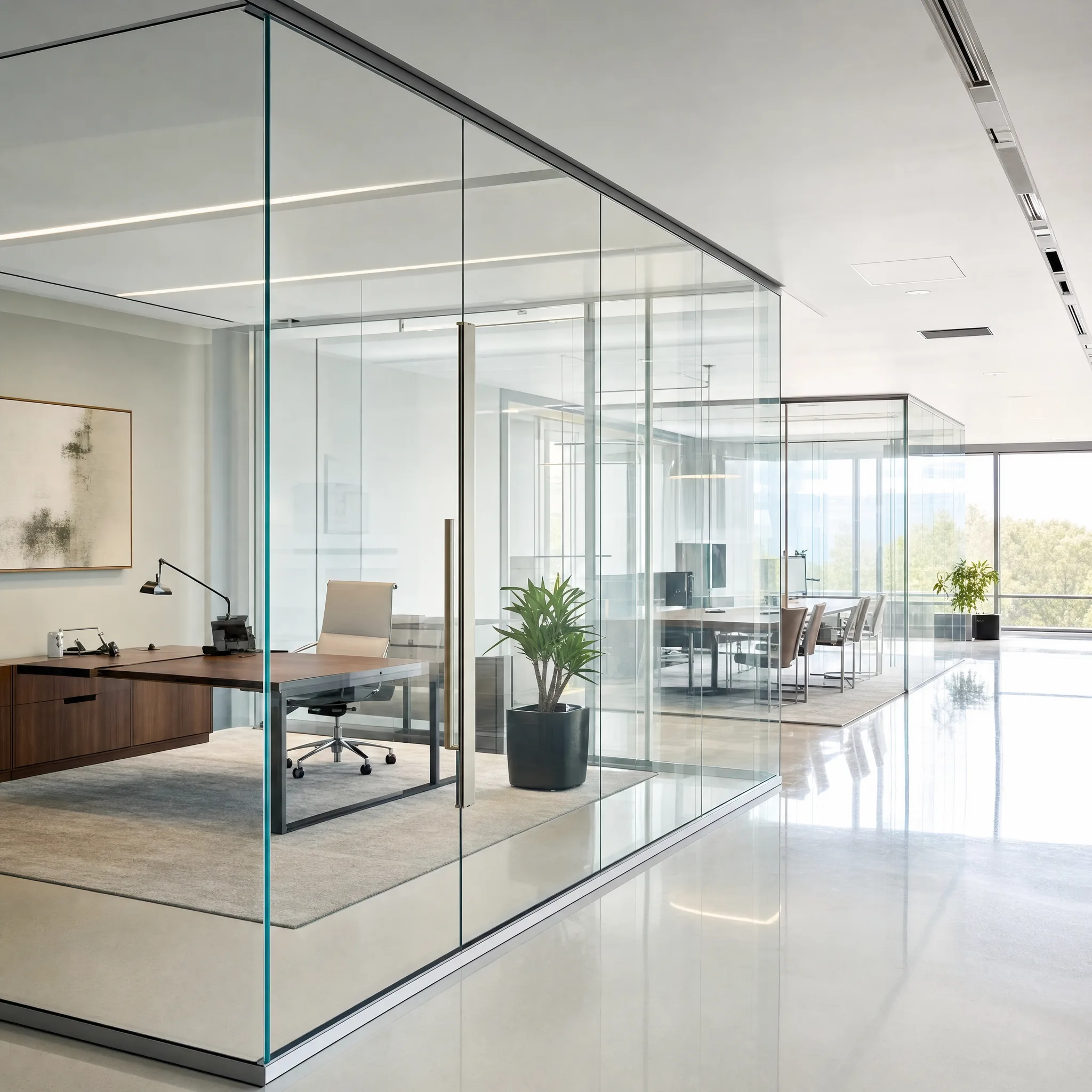 HDClear high-definition optically clear glass walls in a modern Allentown office