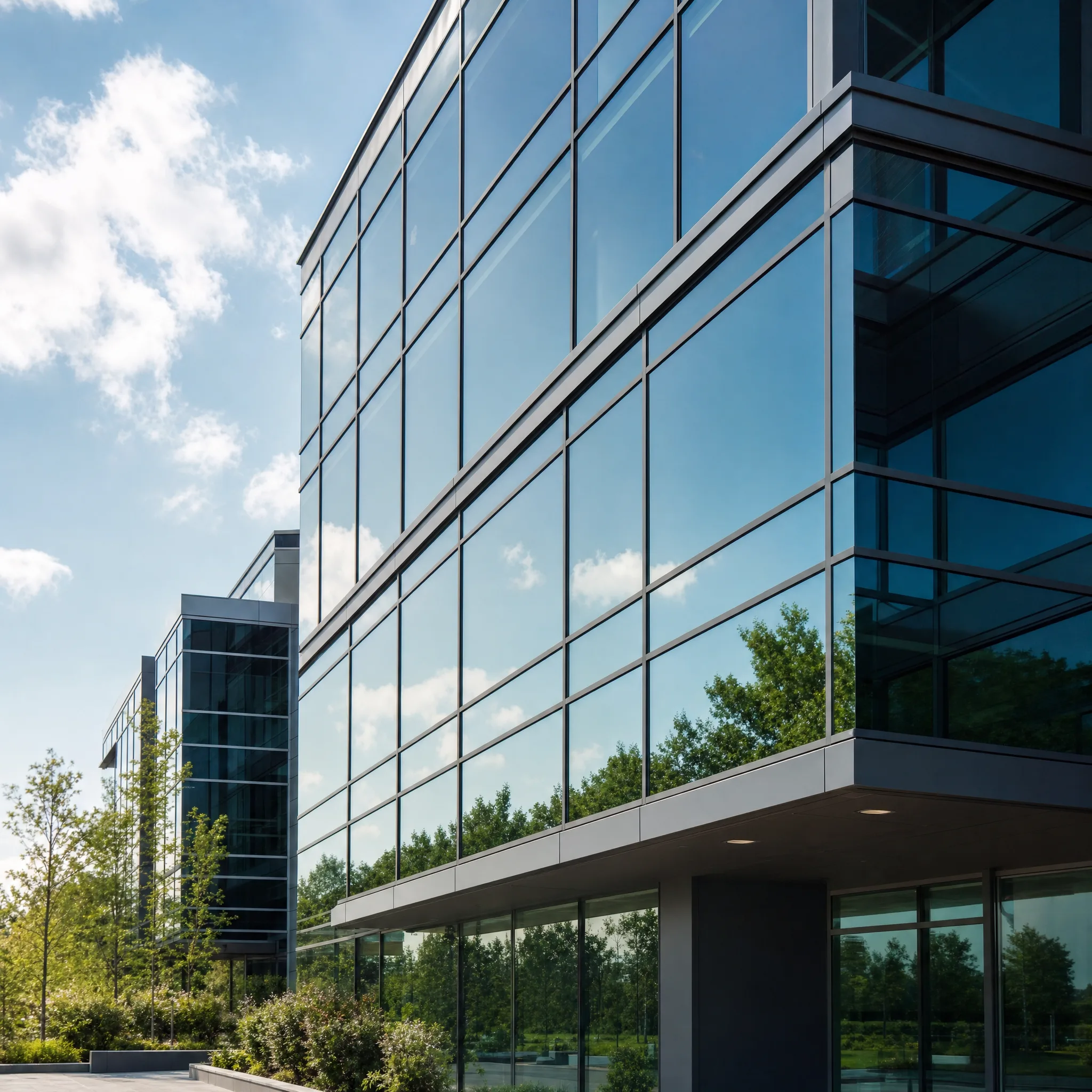 LLumar solar control window film on an Allentown PA commercial building — glare and heat rejection