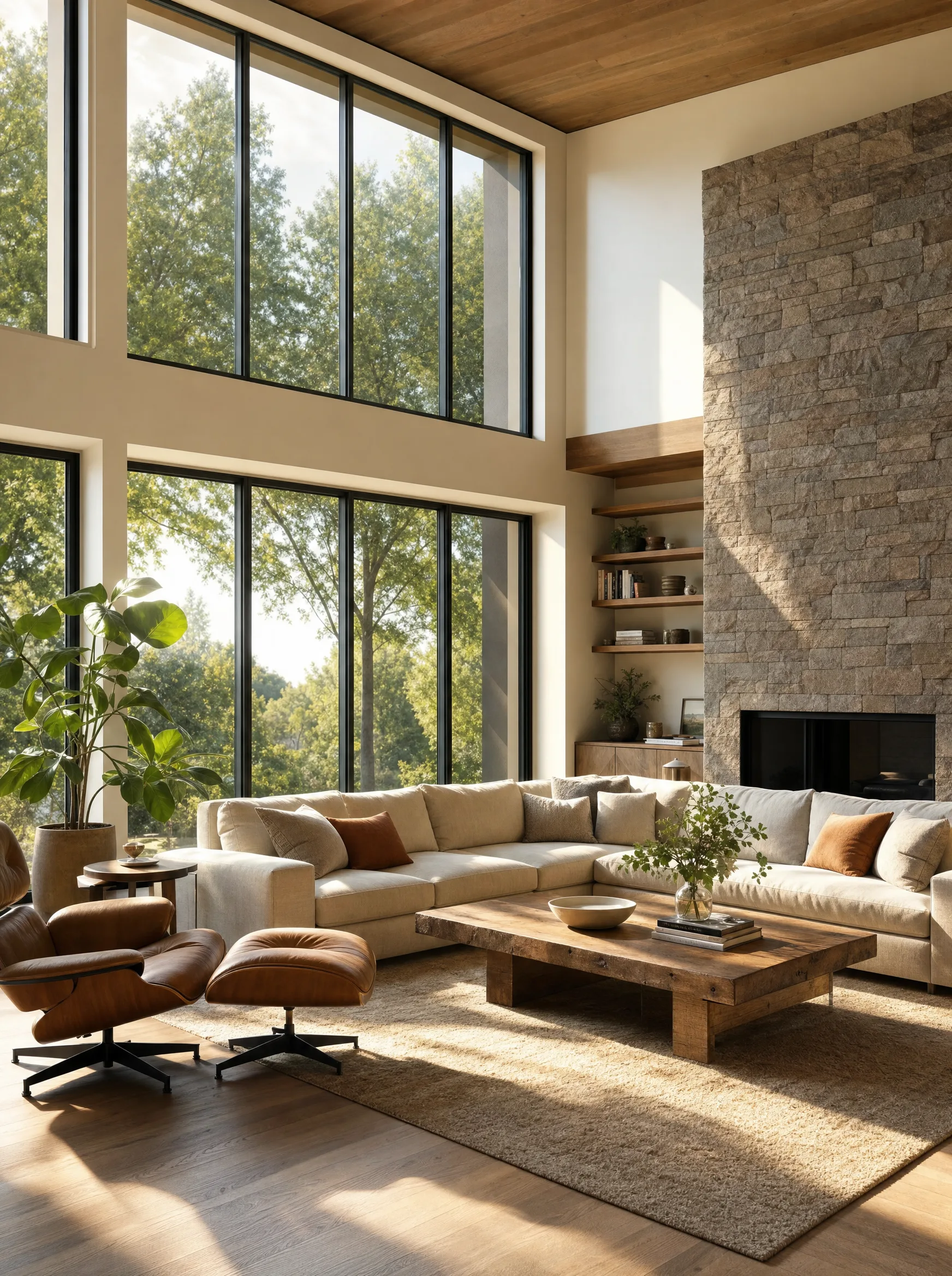 Warm Allentown residential interior with large windows — window film keeps this Allentown home comfortable year-round