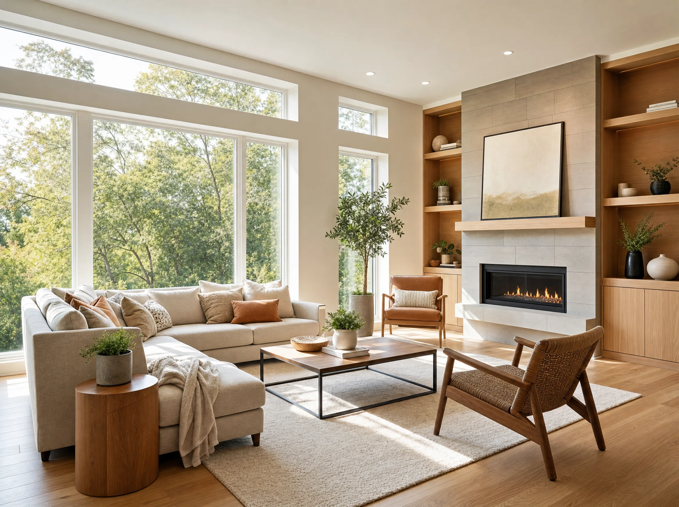 Energy-saving window film in an Allentown PA rowhome living room — natural light filtered, cooler interior