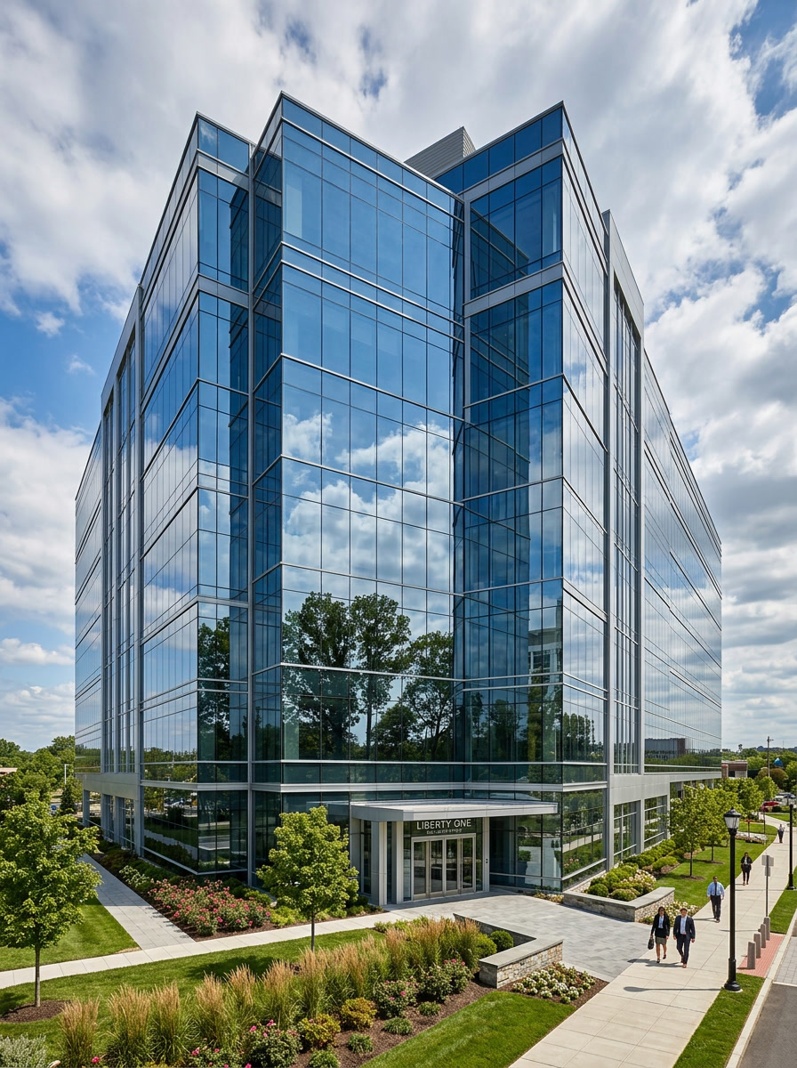 Hanita Coatings architectural window film on a modern South Jersey commercial building