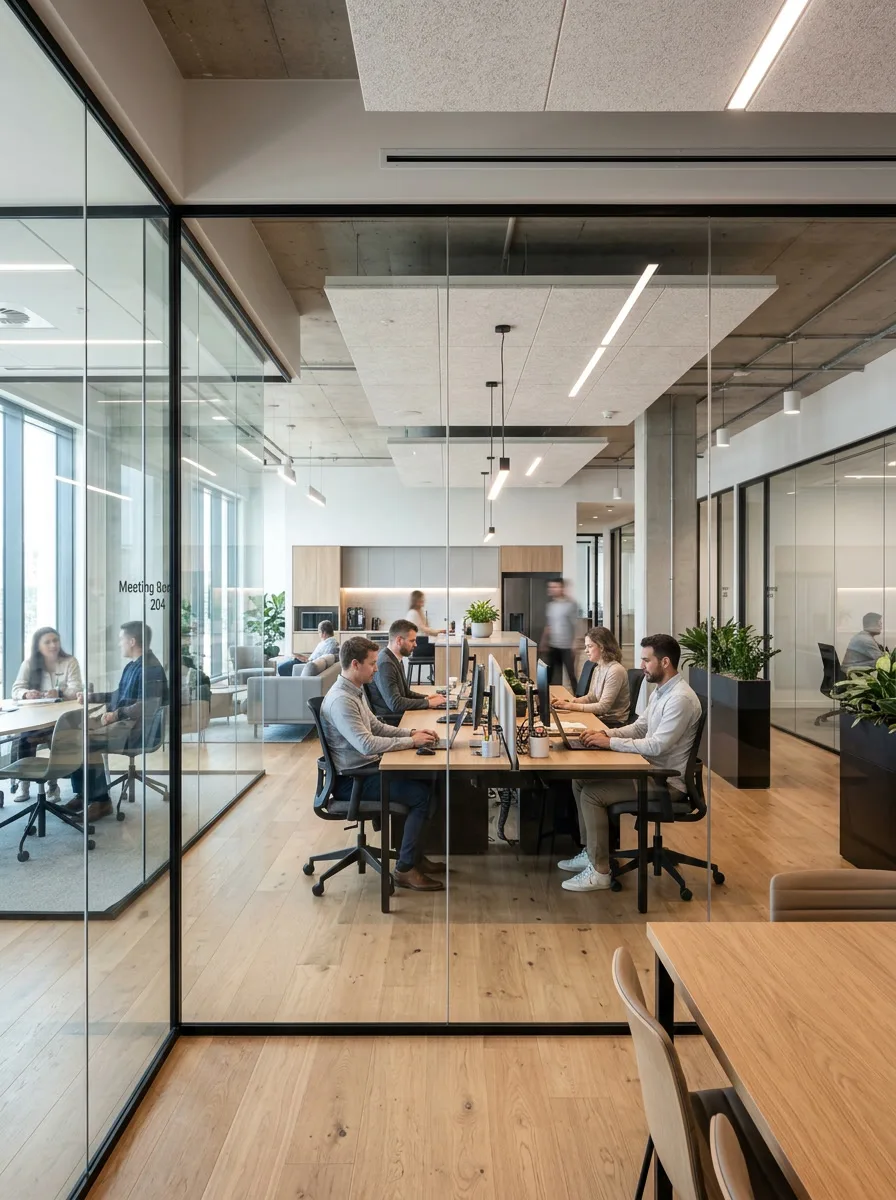 HDClear high-definition optically clear glass walls in a modern Camden office