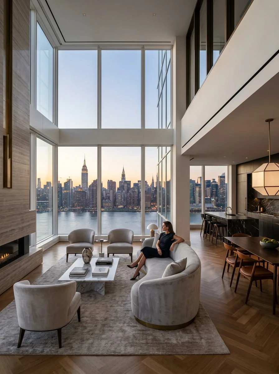 Crystal-clear Huper Optik ceramic window film in a luxury high-rise interior