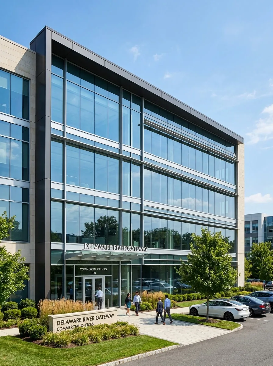 LLumar solar control window film on a Camden NJ commercial building — glare and heat rejection