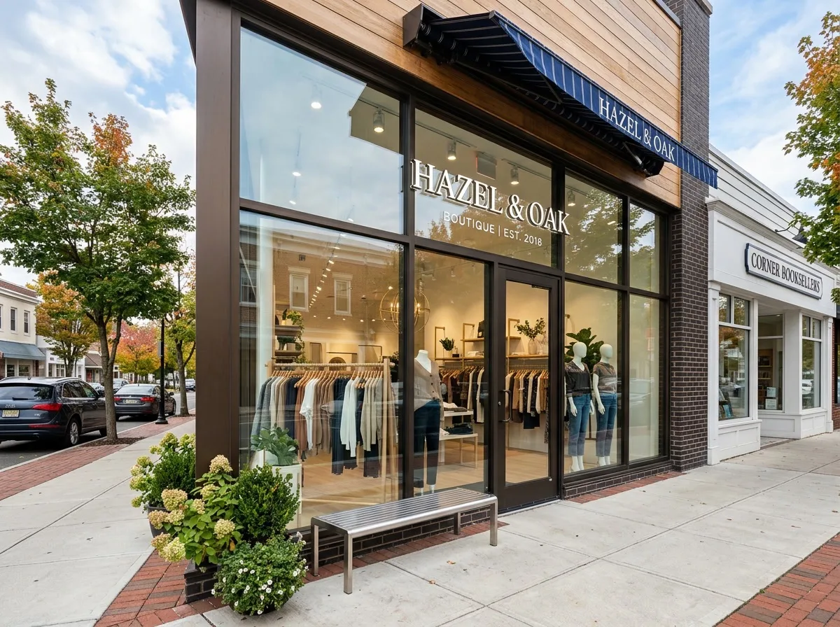 Clean commercial storefront glass in South Jersey protected by anti-graffiti window film