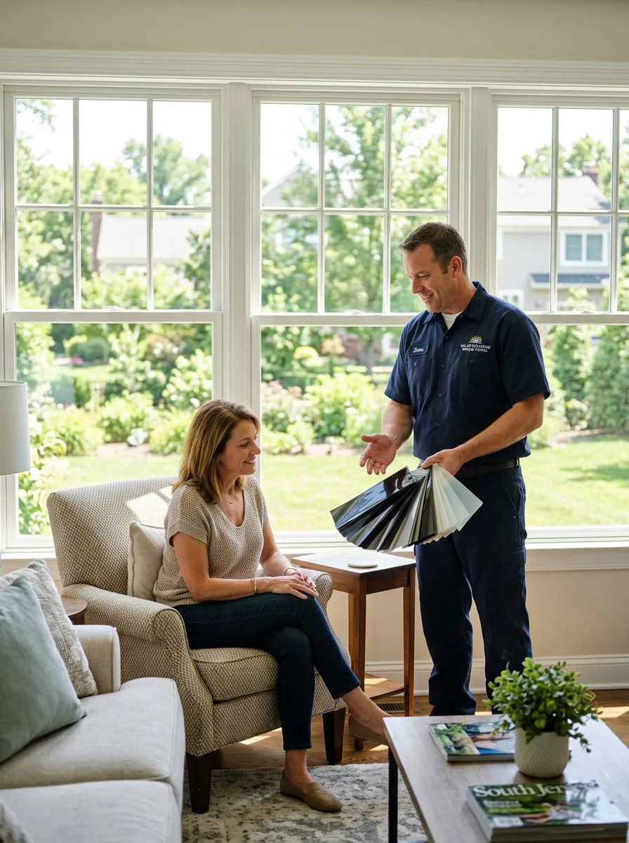 Window Film Philadelphia certified installer reviewing film options with a Camden homeowner