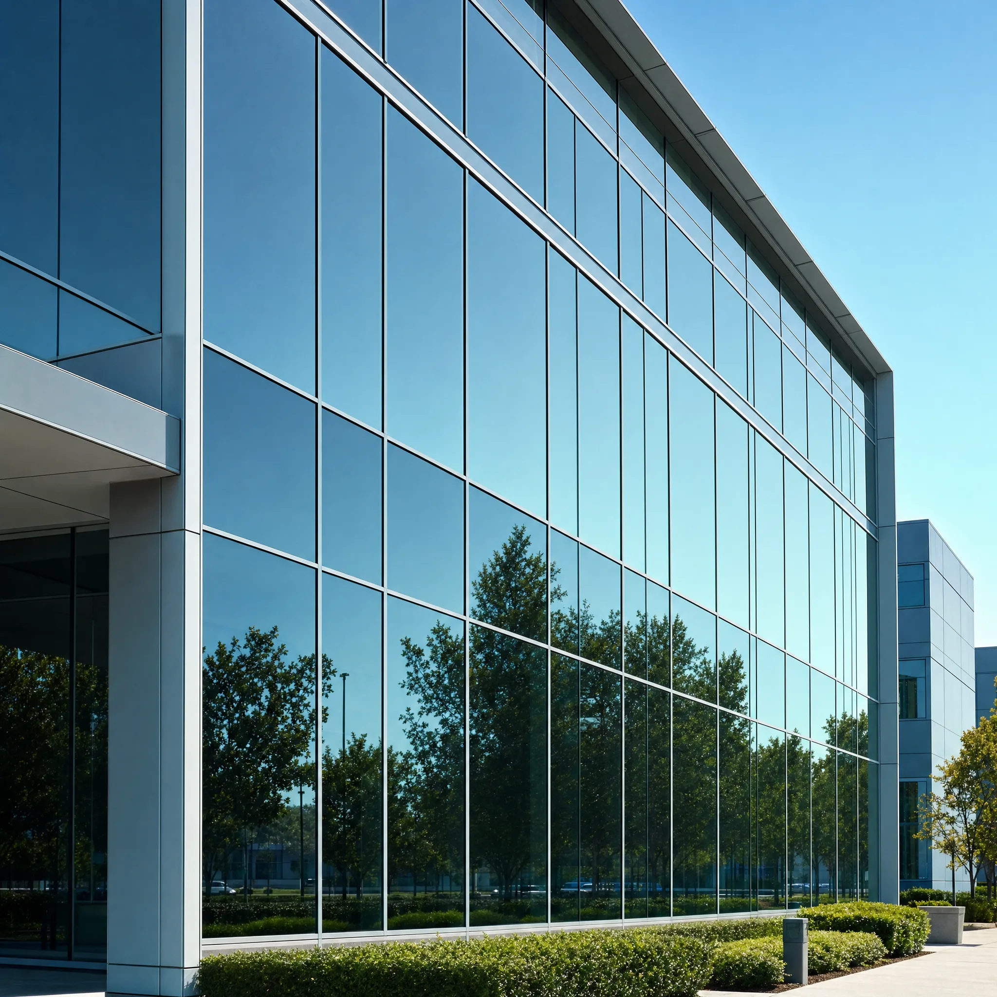 LLumar solar control window film on an Erie PA commercial building — glare and heat rejection