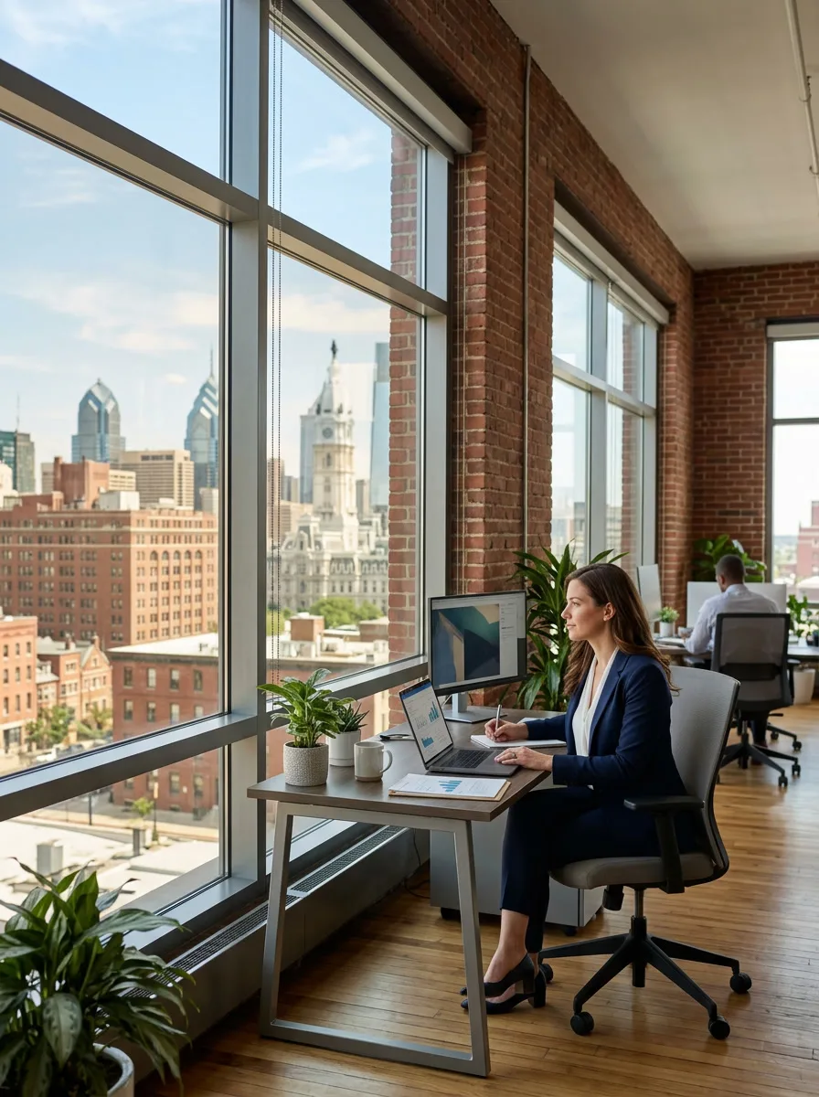 3M solar control window film installed in a Philadelphia PA commercial office — heat and UV reduction