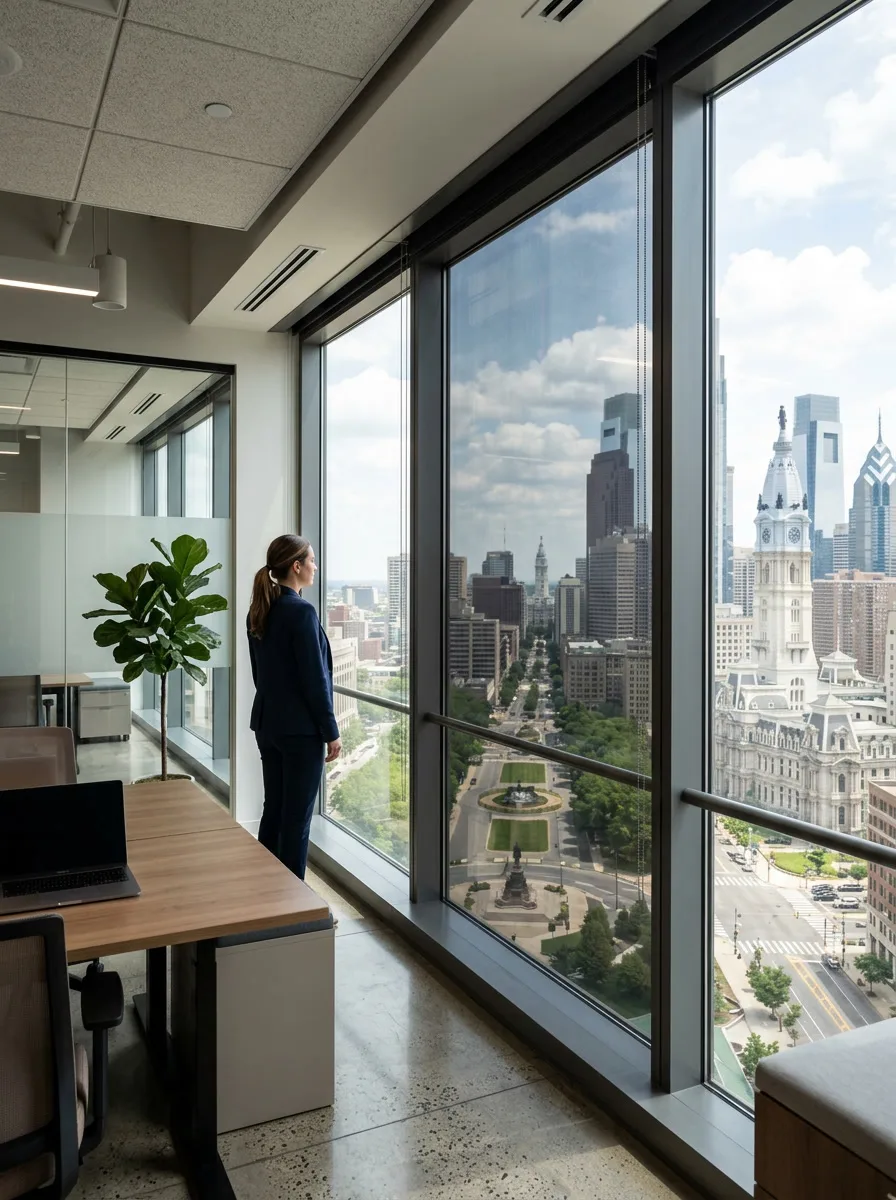 LLumar solar control window film on a Philadelphia PA commercial building — glare and heat rejection