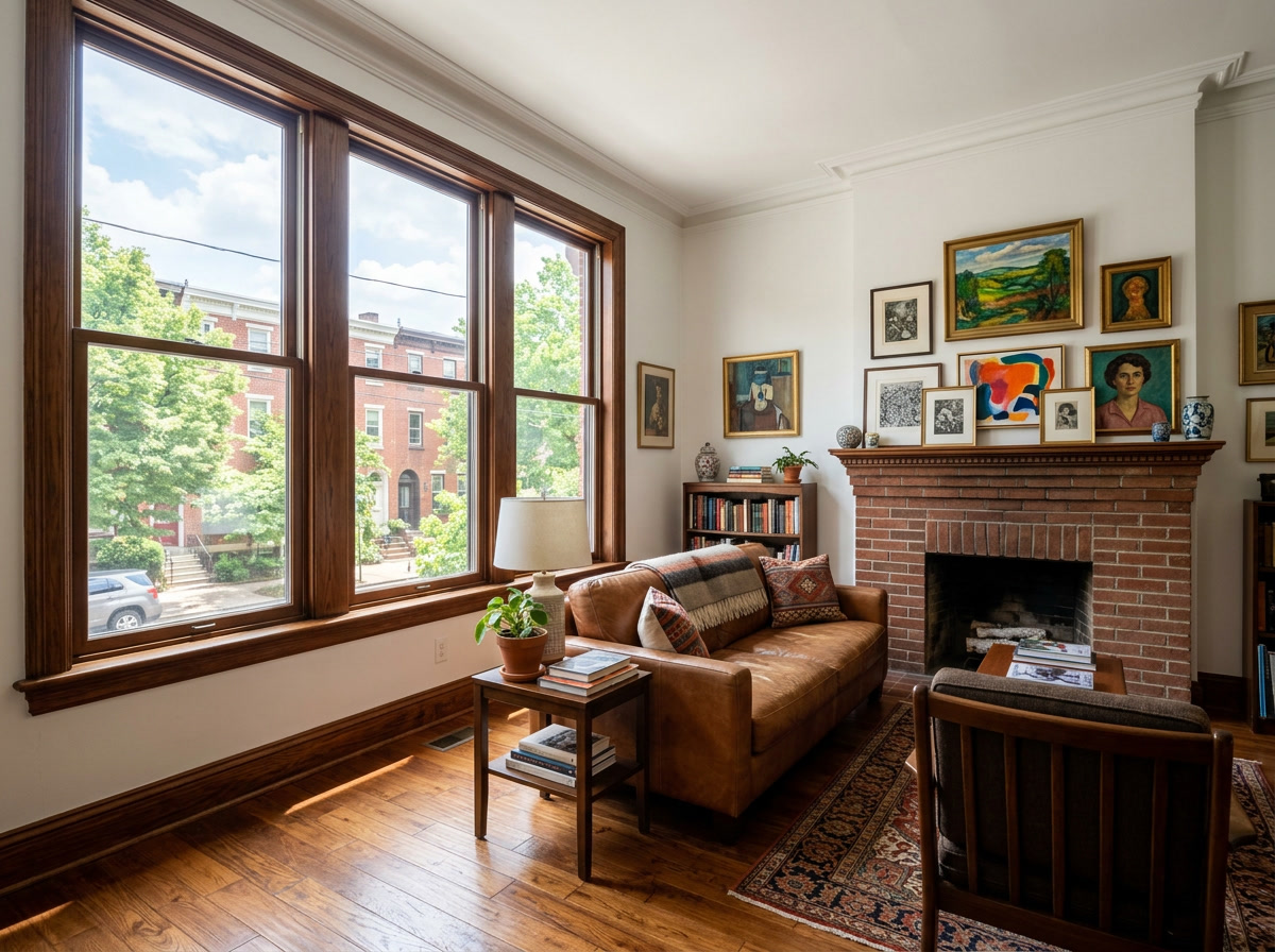 UV-blocking window film protecting a Philadelphia home interior from sun damage and fading