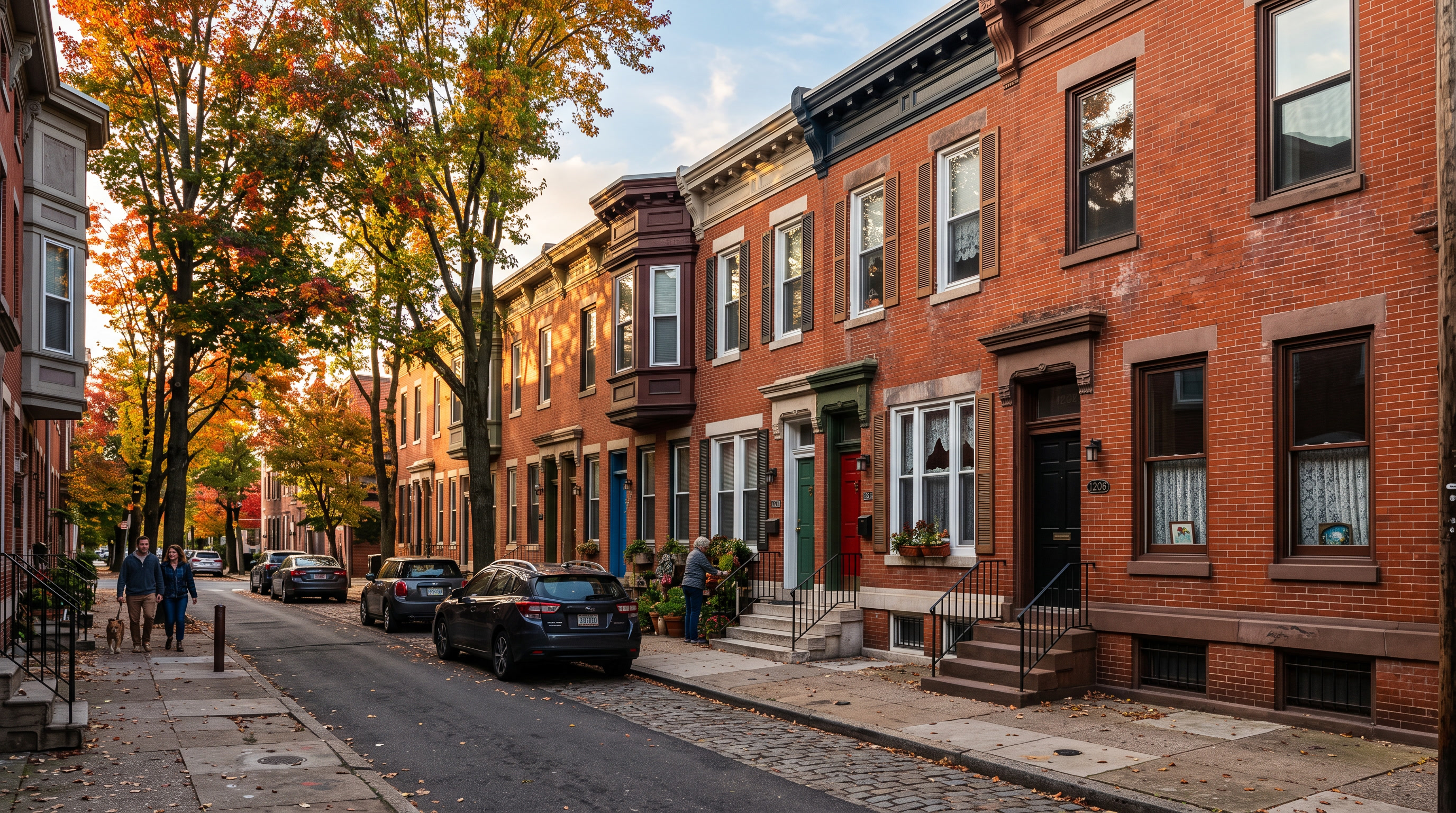 Brick rowhouses in Philadelphia PA - solar control and security window film for Philadelphia residential homes