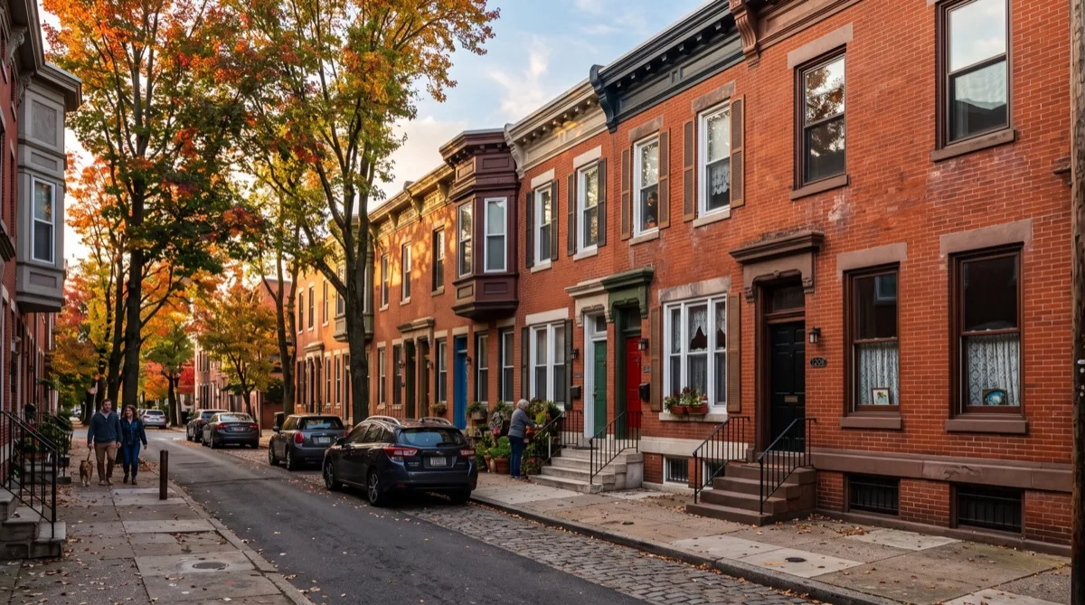 Brick rowhouses in Philadelphia PA - solar control and security window film for Philadelphia residential homes