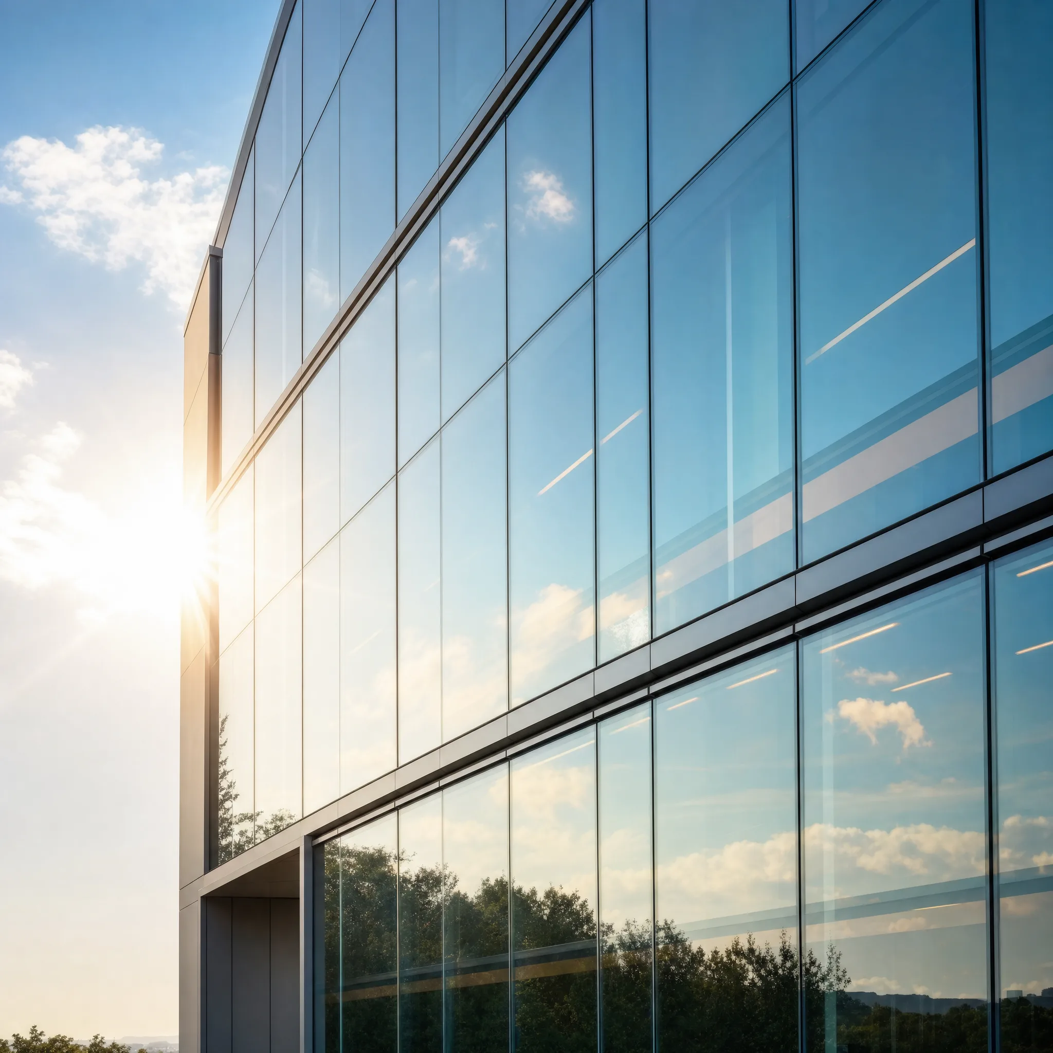 Solar Gard high-performance window film on a Pittsburgh PA commercial building — solar heat control