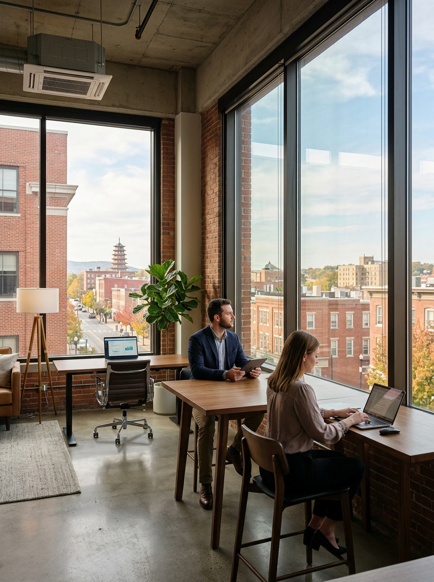 3M solar control window film installed in a Reading PA commercial office — heat and UV reduction
