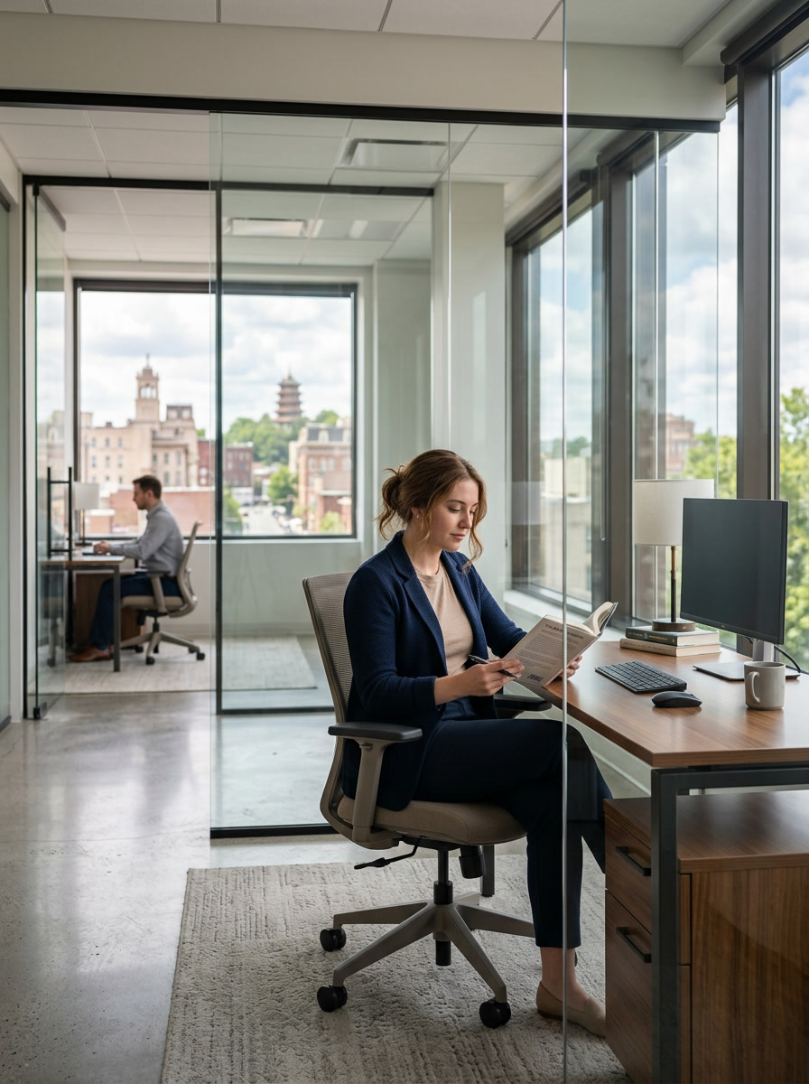 HDClear high-definition optically clear glass walls in a modern Reading office