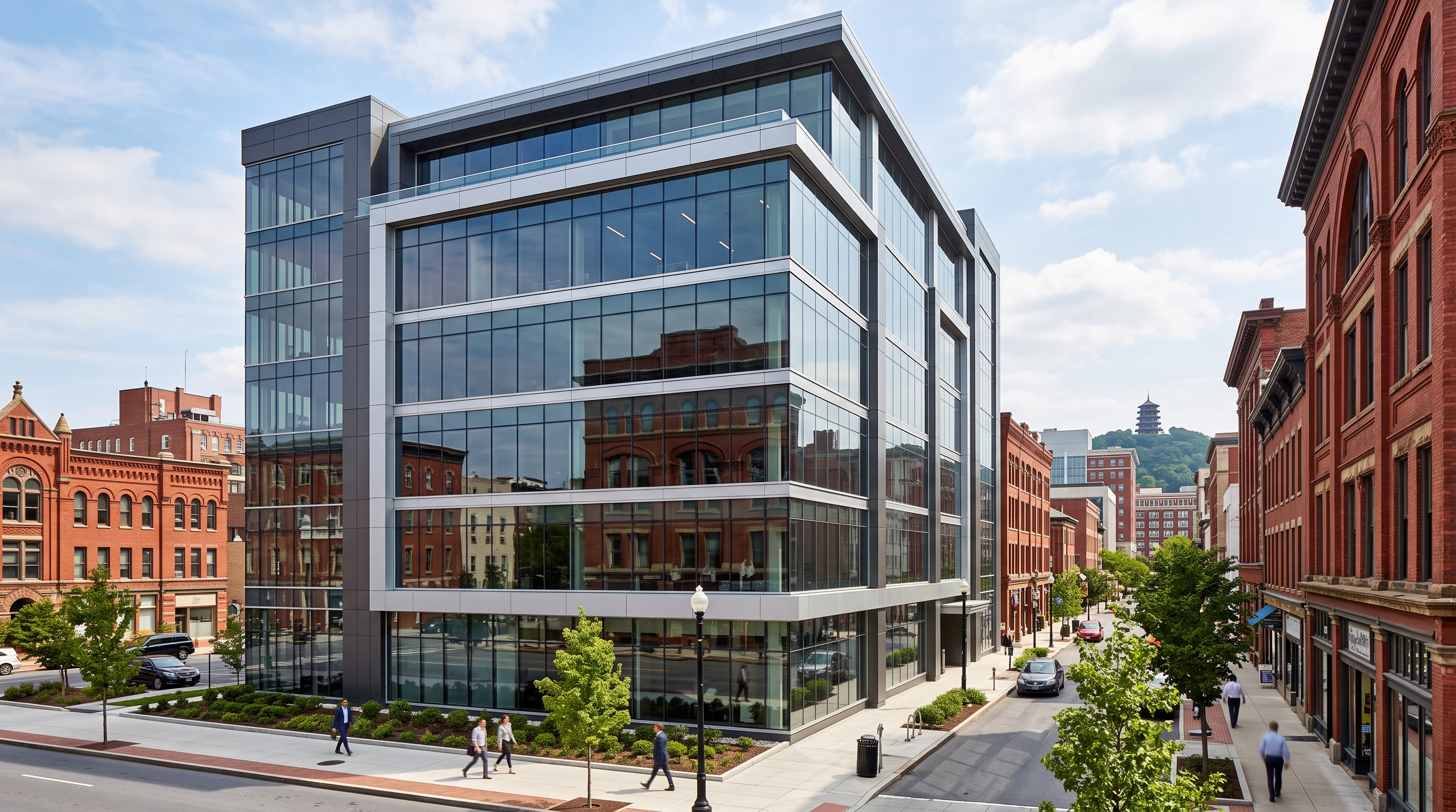 Modern commercial office in Reading PA with floor-to-ceiling windows - window film for Berks County commercial properties