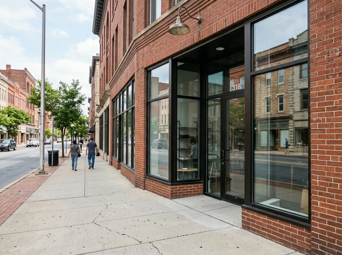 Clean commercial storefront glass in Reading PA protected by anti-graffiti window film