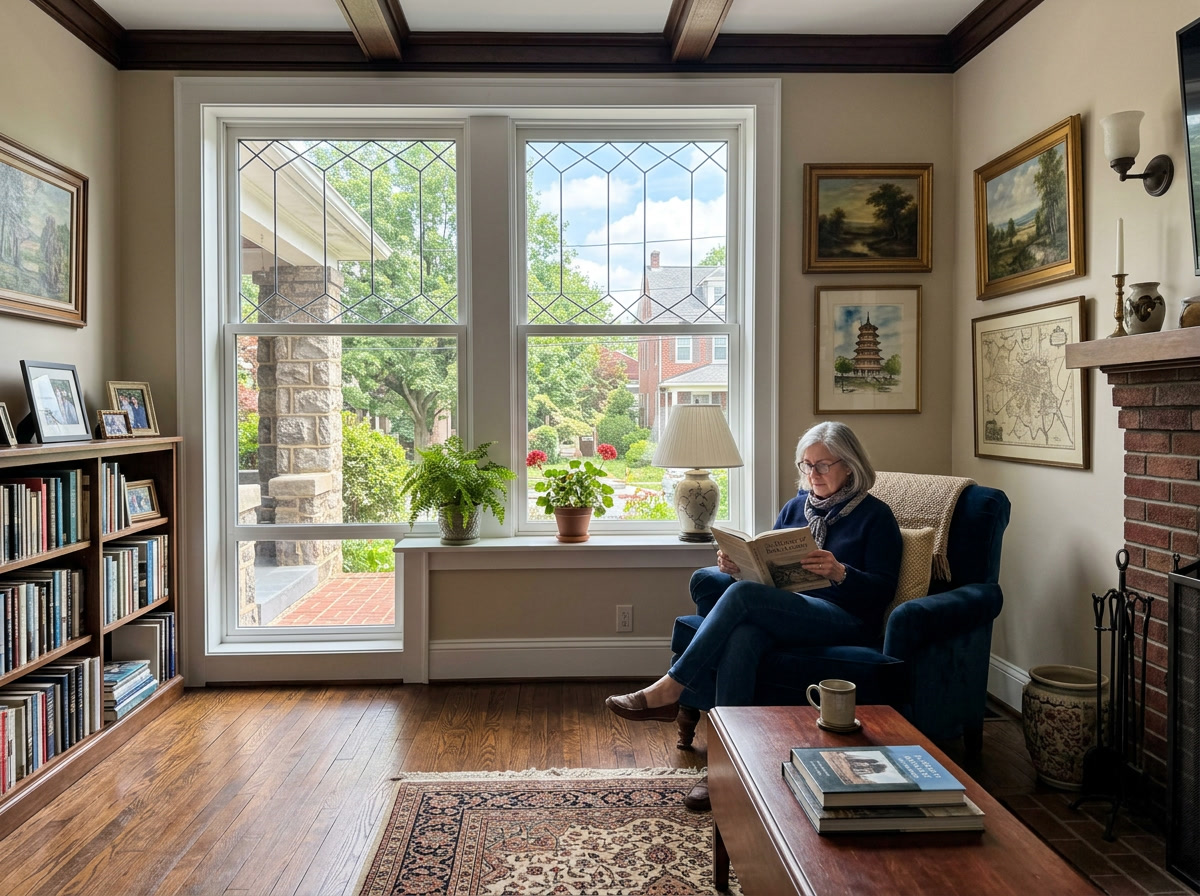 UV-blocking window film protecting a Reading PA home interior from sun damage and fading