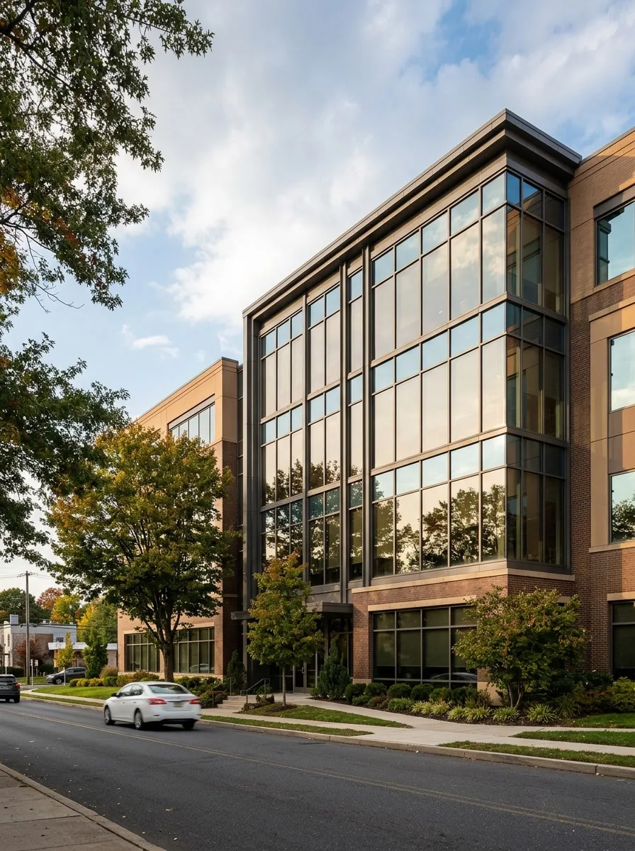 Solar Gard high-performance window film on a Delaware County commercial building near Upper Darby — solar heat control