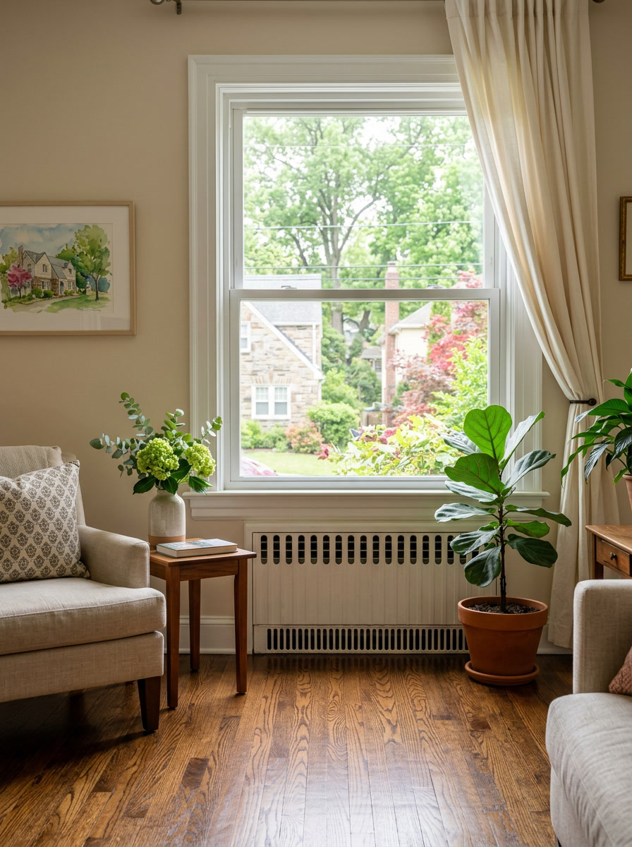 Vista residential window film in an Upper Darby twin home interior — UV protection and energy savings