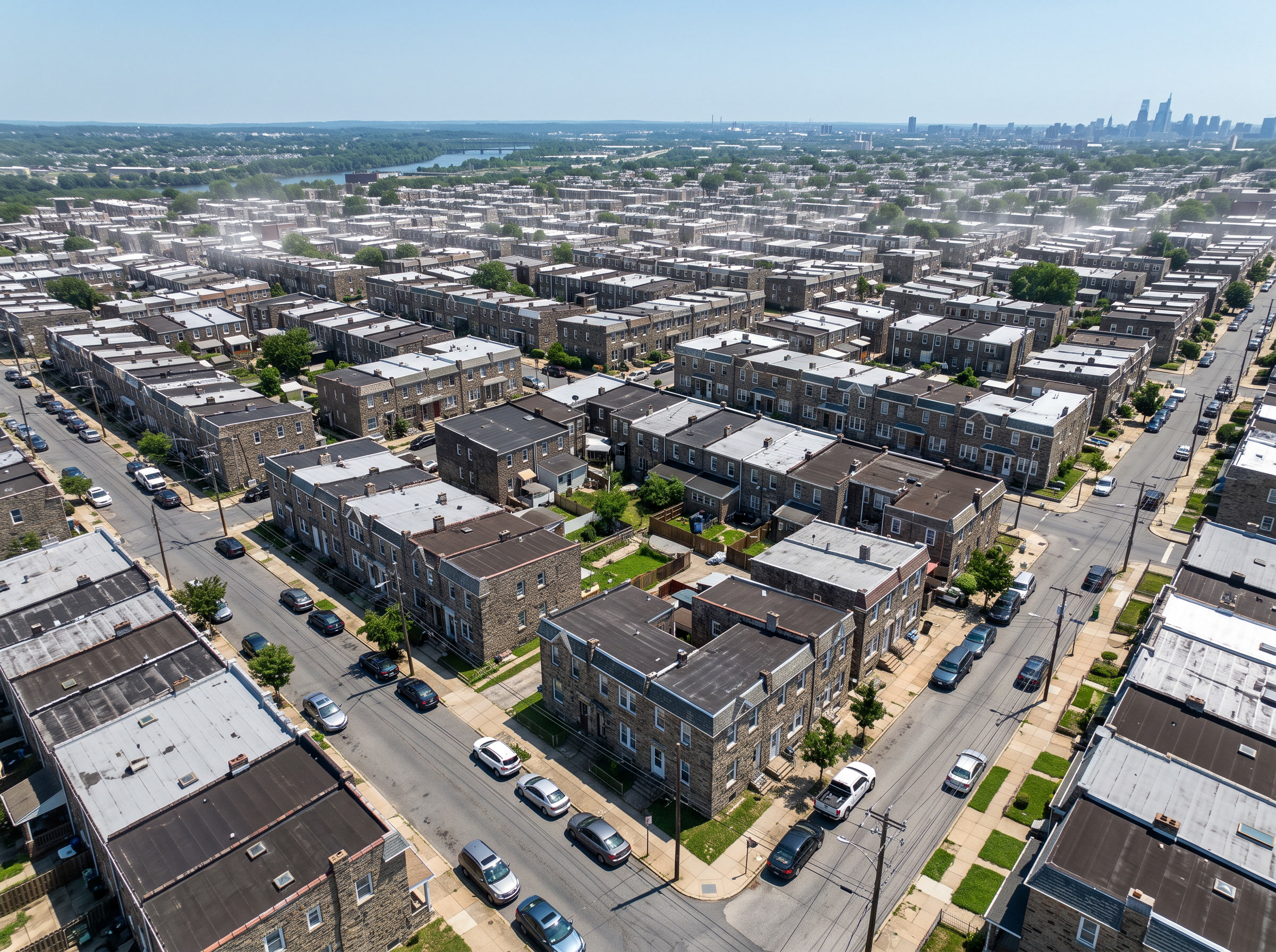 69th Street Transportation Center and dense Upper Darby residential blocks - Delaware County's summer heat and density make window film essential