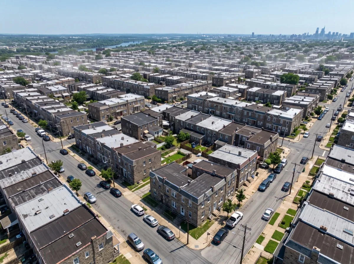 69th Street Transportation Center and dense Upper Darby residential blocks - Delaware County's summer heat and density make window film essential